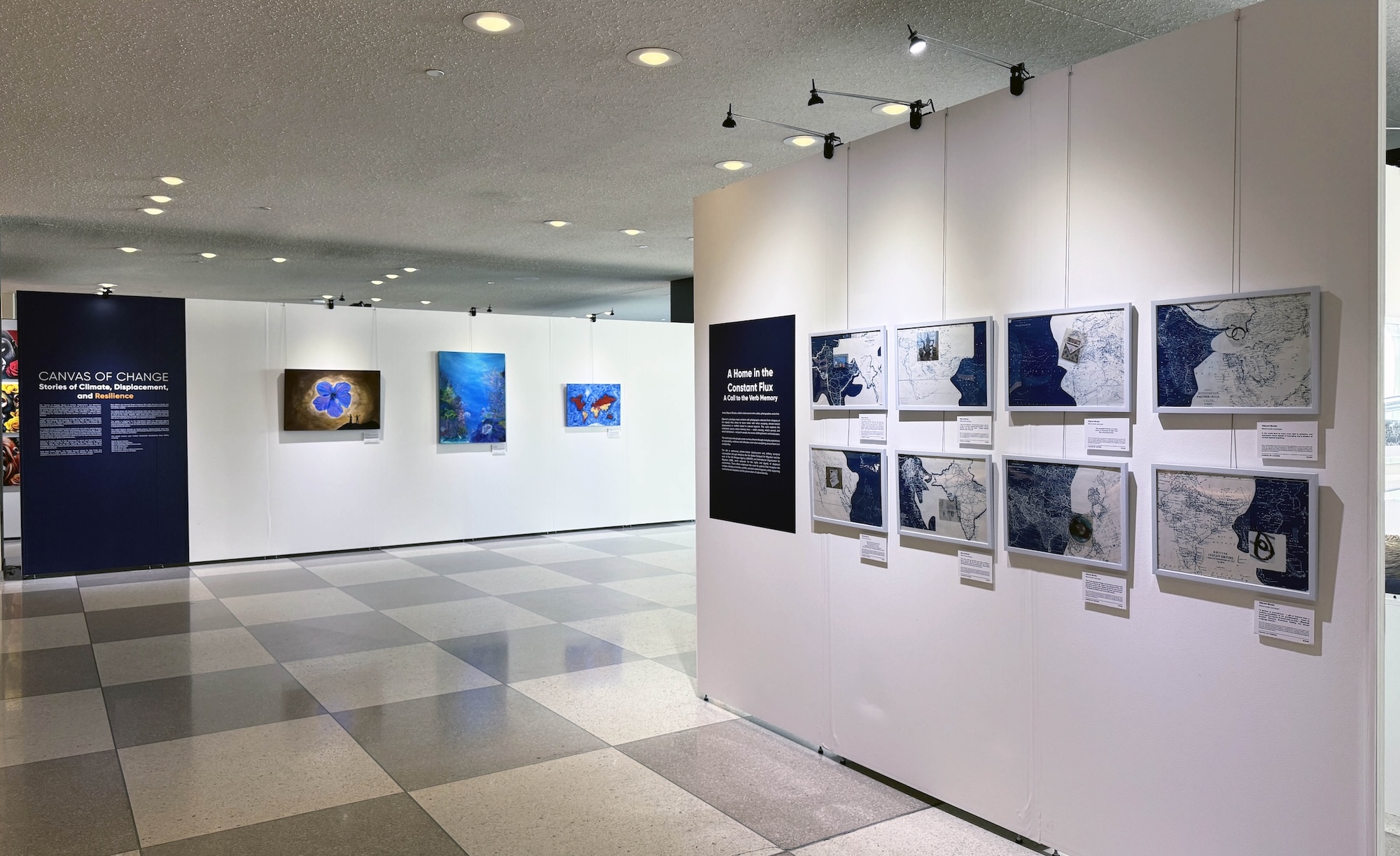 Canvas of Change exhibition layout in the Main Lobby Gallery at UN Headquarters, New York