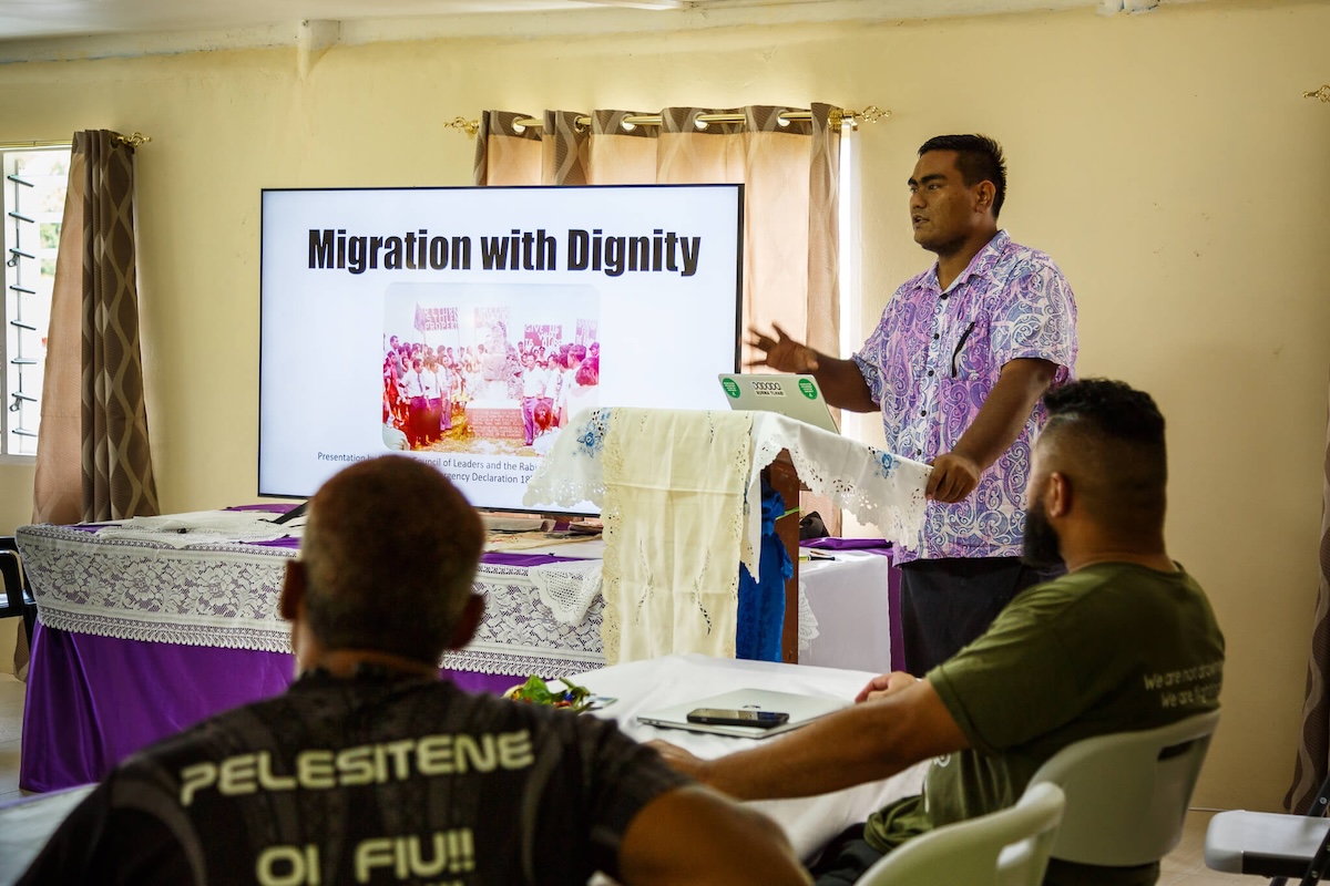 Community gathering on Kioa Island